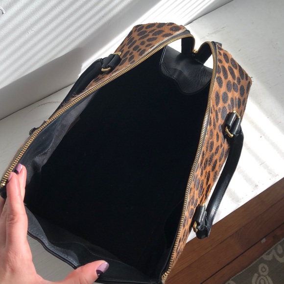 CLARE V Leopard Ponyhair Tote - Picture 5 of 8